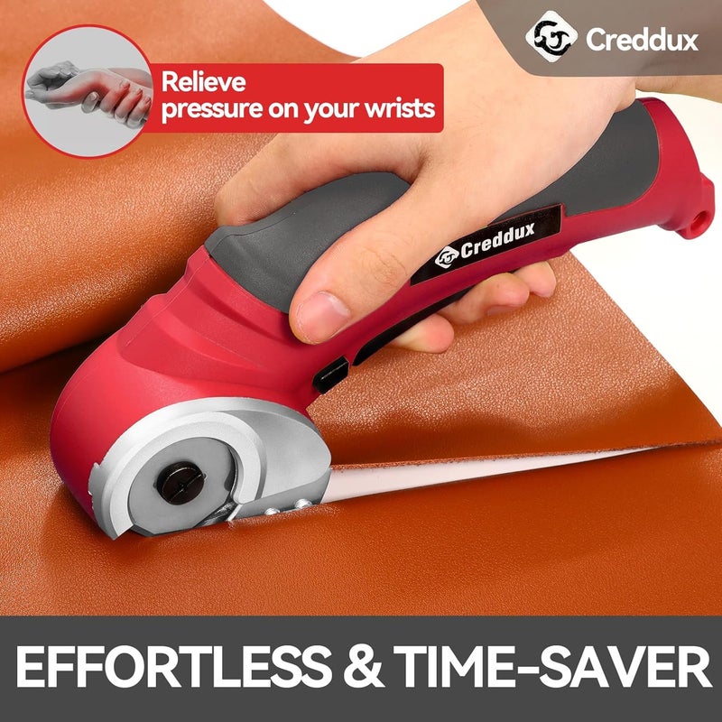 Creddux Cordless Electric Scissors, 4.2V Cardboard Cutter Tool for Cardboard Carpet Leather Packages Plastic with Rechargeable Battery Red - Image 2